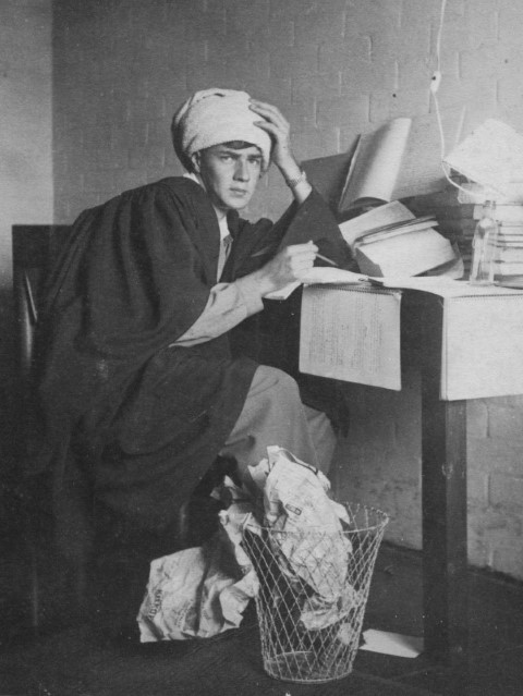 Francois Hugo posing as an ardent student