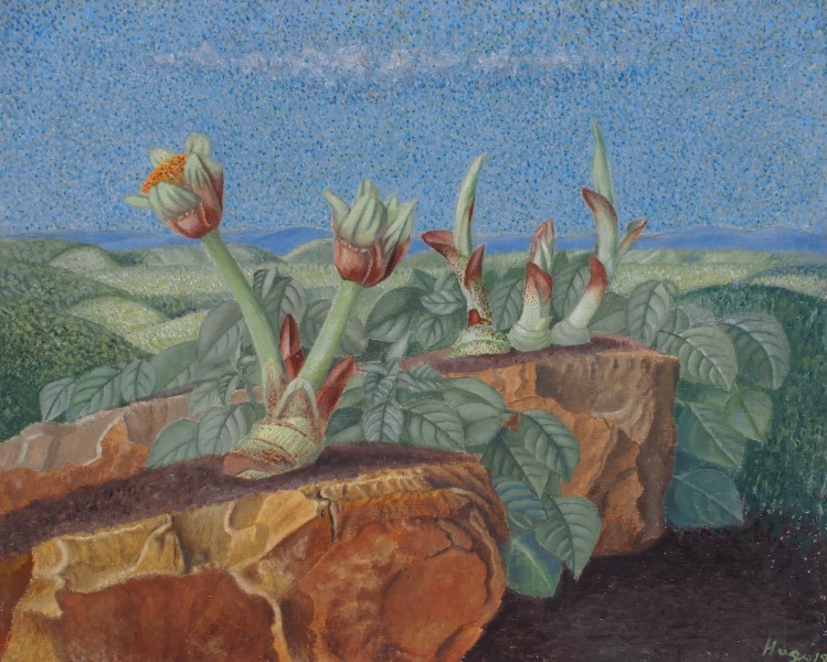 oil painting by Francois Hugo titled snake lily rising of blood lilies arising out of the earth giving rise to distinctive forms