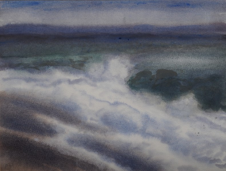 watercolour painting by Francois Hugo titled Hilton Clouds 1 showing view of clouds over Pietermaritzburg seen from Hilton