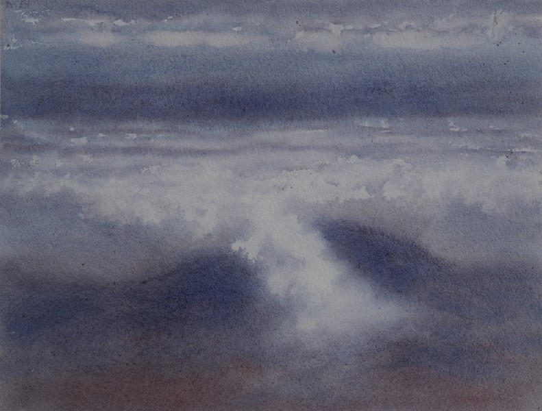 watercolour painting by Francois Hugo titled Hilton Clouds 3 of the view from Hilton looking out over clouds over Pietermaritzburg