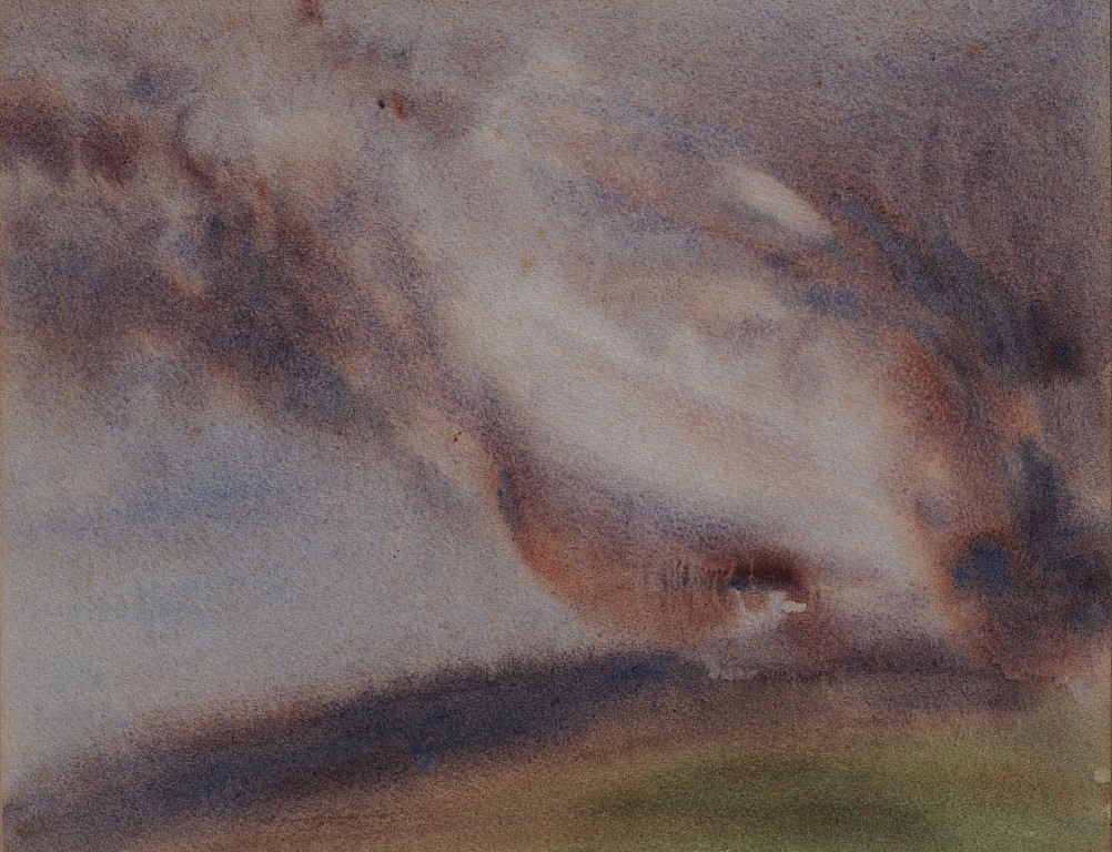 watercolour painting by Francois Hugo of dramatic cloud effect with thunderclouds